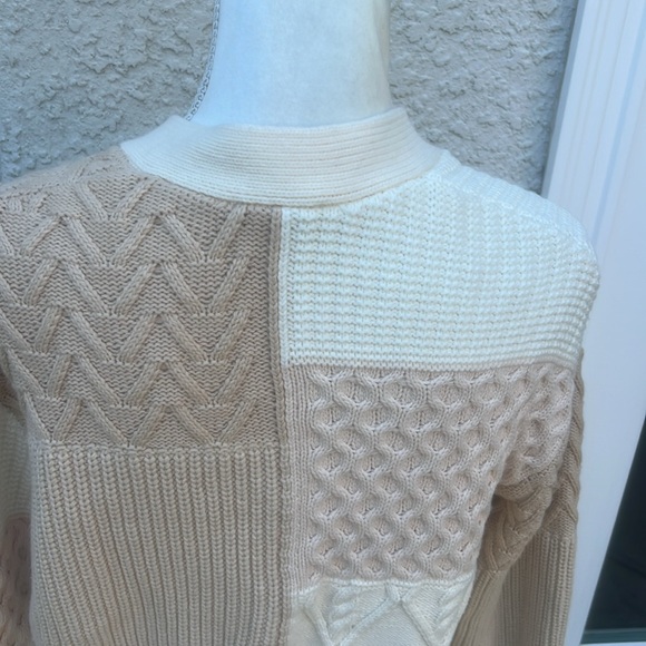 Rails Reese Cream/Tan Patchwork Knit Button up Cardigan Sweater Women's Size Xs - Picture 7 of 9